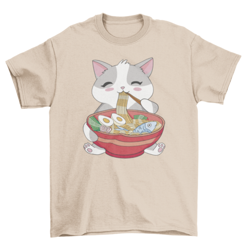 Cat Eating Ramen T-shirt - Zoomies