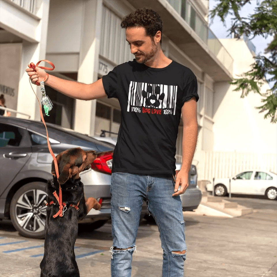 100% Dog Love Barcode With Paw Pet Lover Tee - Zoomies