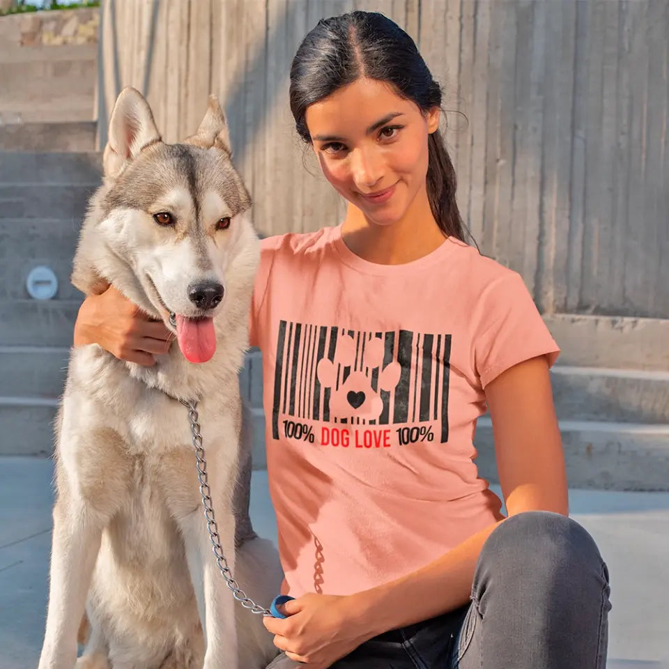 100% Dog Love Barcode With Paw Pet Lover Tee - Zoomies
