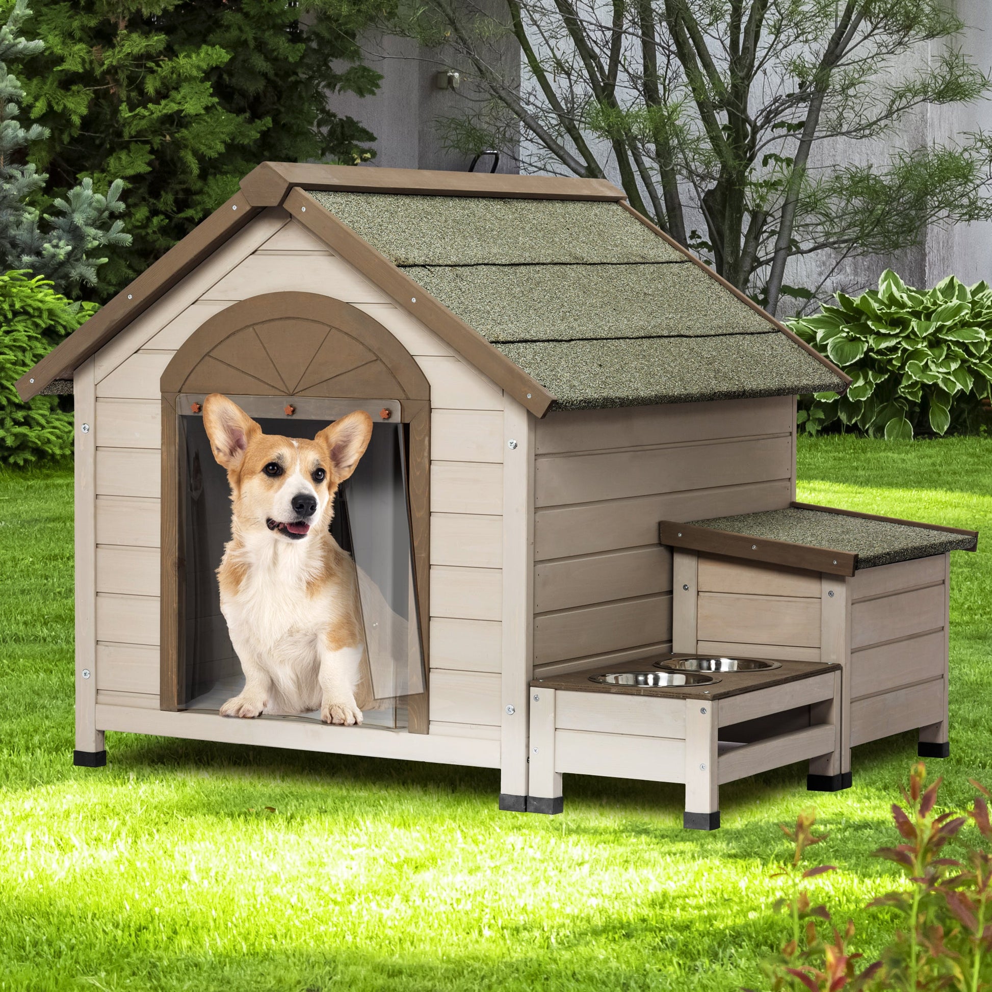 Outdoor Fir Wood Dog House - Zoomies