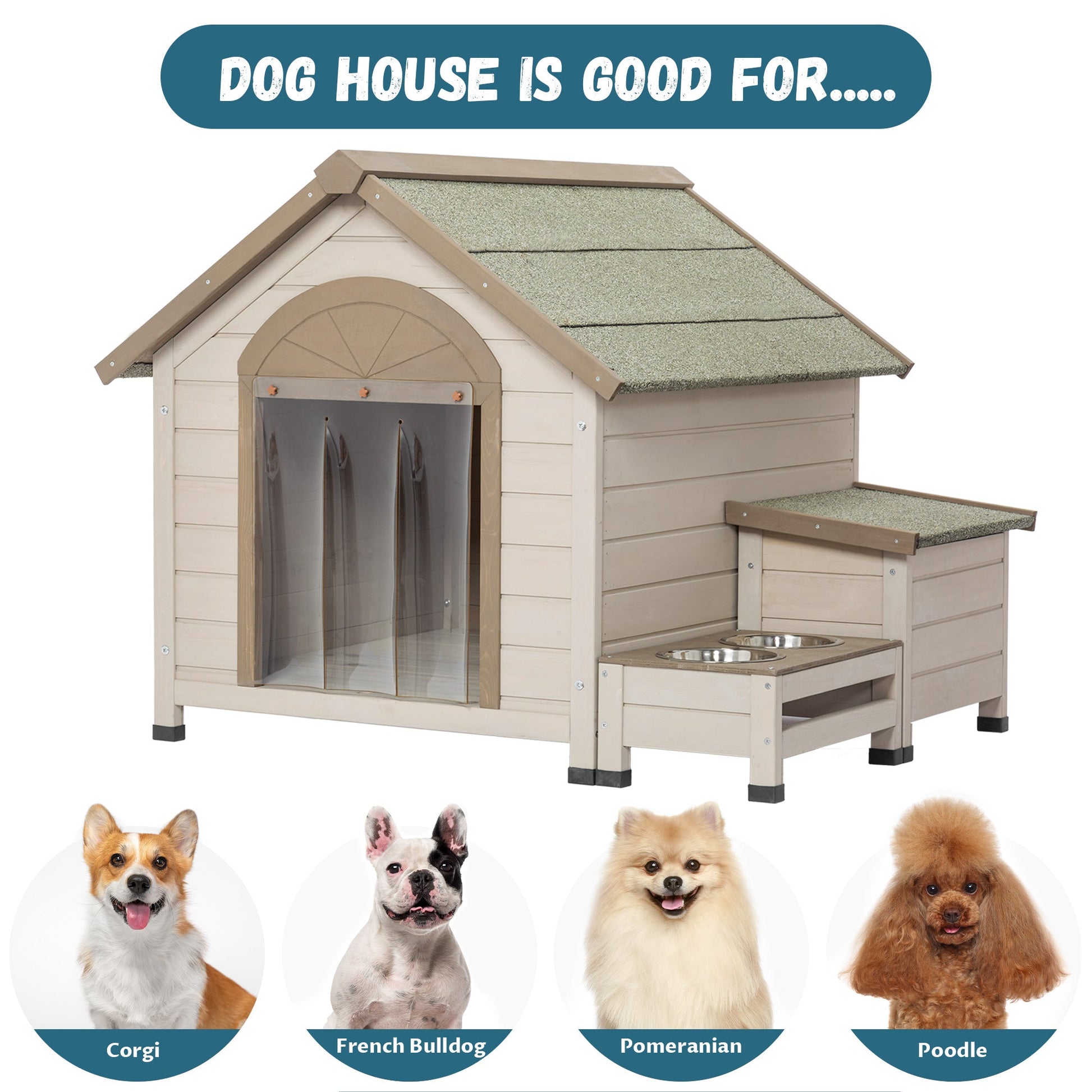 Outdoor Fir Wood Dog House - Zoomies