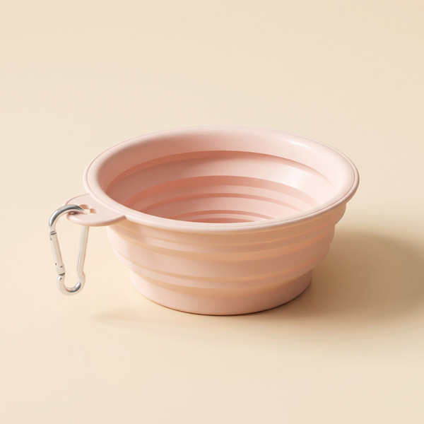 collapsible foldable silicone travel pet bowl — studio product photo
