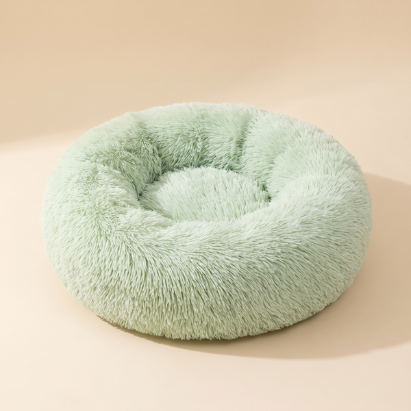 plush round warm pet bed — studio product photo