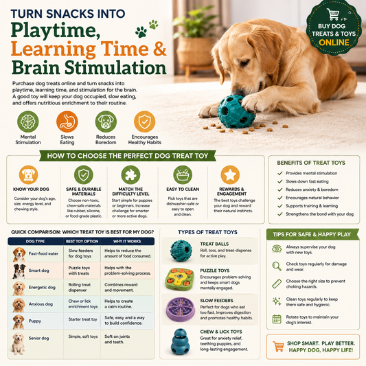 Dog treat toys guide showing puzzle feeders slow feeders and enrichment toys for dogs