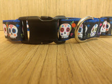Leash/ Large/ Blue and Black Sugar Skulls