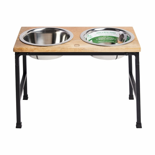 Wood & Metal Elevated Feeder - Zoomies
