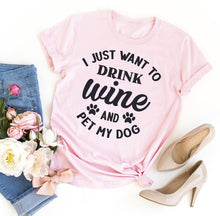 I Just Want To Drink Wine And Pet My Dog T-shirt - Zoomies