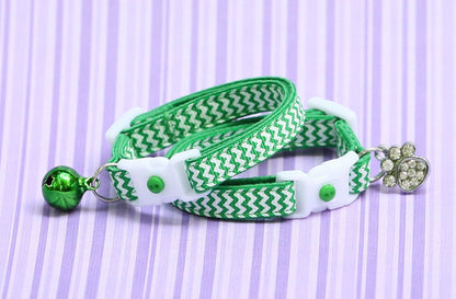 Kelly Green Chevron Cat Collar