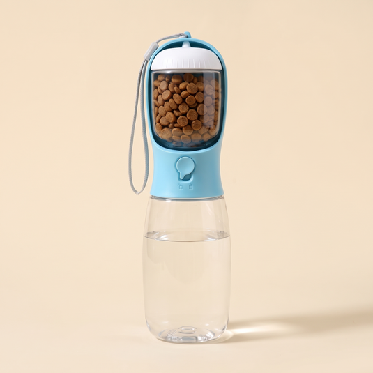 2-in-1 portable dog water bottle and food container — studio photo