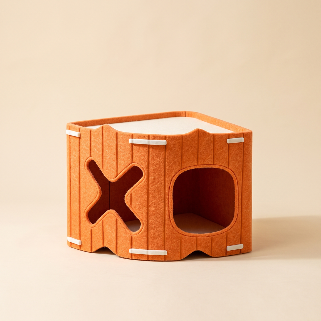 triangle felt corner cat house — studio product photo